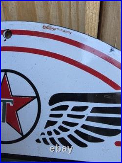Vintage 1950's Texaco Sky Chief Gasoline Porcelain Gas Station Pump Sign, Nice