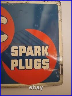 Vintage 1950s AC metal sign chevy GM spark plugs Original Gas Oil Advertising