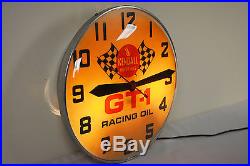 Vintage 1950s Kendall GT-1 Racing Oil Lighted Service Station Clock Sign Swihart