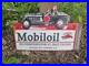 Vintage 1950s Mobiloil Double Sided Flange Advertising Sign 14 X 10