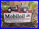 Vintage 1950s Mobiloil Double Sided Flange Advertising Sign 14 X 10