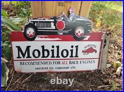 Vintage 1950s Mobiloil Double Sided Flange Advertising Sign 14 X 10