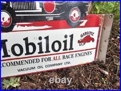 Vintage 1950s Mobiloil Double Sided Flange Advertising Sign 14 X 10