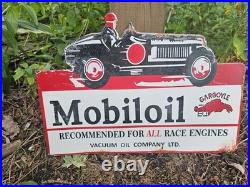 Vintage 1950s Mobiloil Double Sided Flange Advertising Sign 14 X 10
