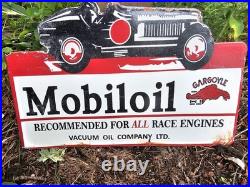Vintage 1950s Mobiloil Double Sided Flange Advertising Sign 14 X 10