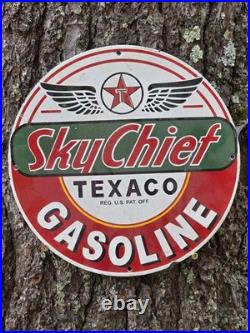 Vintage 1950s Texaco Sky Chief Gasoline Porcelain Gas Station Pump Sign Nice 12 Vintage 1950s Texaco Sky Chief Gasoline Porcelain Gas Station Pump Sign Nice 12