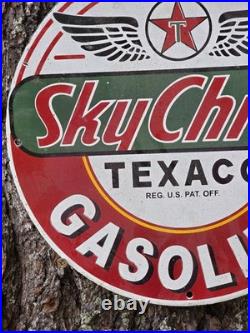 Vintage 1950s Texaco Sky Chief Gasoline Porcelain Gas Station Pump Sign Nice 12 Vintage 1950s Texaco Sky Chief Gasoline Porcelain Gas Station Pump Sign Nice 12