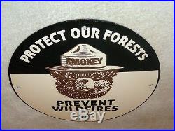 Vintage 1951 Smokey The Bear Wild Fire Prevention 12 Metal Forest Gas Oil Sign