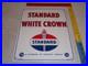 Vintage 1951 Standard White Crown Gasoline Porcelain Metal Oil Sign / Pump Plate