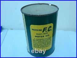 Vintage 1951 Valvoline Motor Oil Quart Metal Can Full Early Freedom Can Scarce