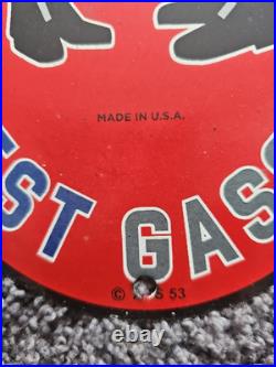 Vintage 1953 Mason-dixon Motor Oil Gasoline Porcelain Gas Pump Sign 12 X 8