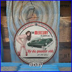 Vintage 1953 Mercury By Ford Motor Co. Porcelain Gas Oil 4.5 Sign
