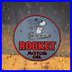 Vintage 1953 Rocket Motor Oil Porcelain Gas Oil 4.5 Sign