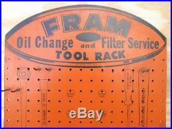 Vintage 1954 Fram Oil Filter Tool Display Rack Change Pegboard Sign