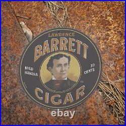 Vintage 1954 Lawrence Barrett Cigar Porcelain Gas Oil 4.5 Sign