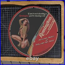 Vintage 1954 Remington Ammunition Autoloading Shotgun Porcelain Gas & Oil Sign
