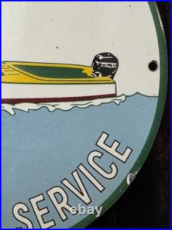 Vintage 1955 Mercury Outboard Motors Sales And Service Porcelain Sign 12