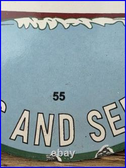 Vintage 1955 Mercury Outboard Motors Sales And Service Porcelain Sign 12