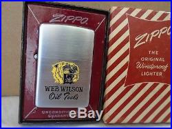 Vintage 1955 Zippo Lighter advertising Web Wilson Oil Tools NrMIB GRT GRAPHICS