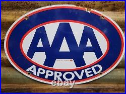 Vintage 1956 Aaa Porcelain Sign Automobile Towing Station Oil Service Company