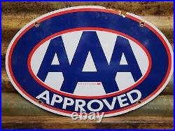 Vintage 1956 Aaa Porcelain Sign Automobile Towing Station Oil Service Company