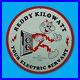 Vintage 1956 Kilowatt Red Boy Gas Station Service Man Cave Oil Porcelain Sign