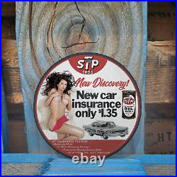 Vintage 1956 Stp Oil Treatment Porcelain Gas Oil 4.5 Sign