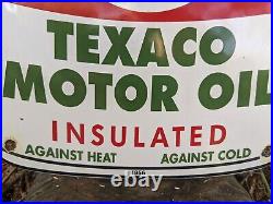 Vintage 1956 Texaco Motor Oil Can Porcelain Metal Gas Station Sign 11 X 8