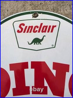 Vintage 1957 Sinclair Dino Supreme Gas Station Porcelain Sign 12