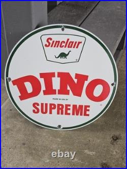 Vintage 1957 Sinclair Dino Supreme Packed Porcelain Sign 12