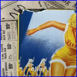 Vintage 1957 Veedol Motor Oil Gas Station 8x12 Inches Porcelain Enamel Sign