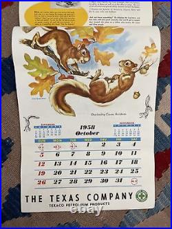 Vintage 1958 Advertising Wall Calendar TEXACO petroleum Oil Texas Company RARE