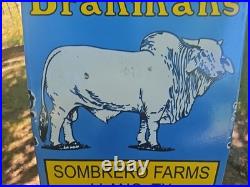 Vintage 1958 Brahmans American Breeders Association Porcelain Enamel Sign Texas Vintage 1958 Brahmans American Breeders Association Porcelain Enamel Sign Texas