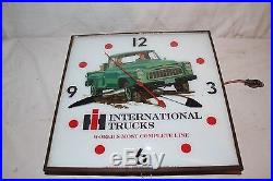 Vintage 1960's IH International Trucks Farm Gas Oil 15 Lighted Metal Clock Sign