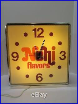 Vintage 1960's Nehi Orange Grape Soda Pop Gas Oil 16 Lighted Clock Sign NICE