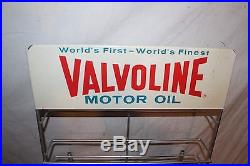 Vintage 1960's Valvoline Motor Oil Gas Station Metal Can Display Rack SignNice