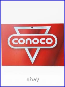 Vintage 1960s-Early 1970s Conoco Gasoline Metal Sign Red & White Triangle Logo