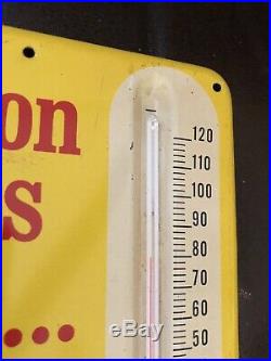 Vintage 1960s Winston Cigarettes Tobacco Gas Oil Embossed Metal Thermometer Sign
