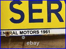 Vintage 1961 Chevrolet Porcelain Sign Gas & Oil Truck Dealer Automobile Service