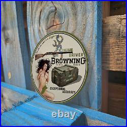 Vintage 1962 Browning Arms Porcelain Gas Oil 4.5 Sign