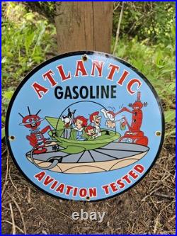 Vintage 1963 Dated Atlantic Gasoline Jetsons 12 Porcelain Sign Car Gas Oil Vintage 1963 Dated Atlantic Gasoline Jetsons 12 Porcelain Sign Car Gas Oil
