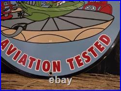 Vintage 1963 Dated Atlantic Gasoline Jetsons 12 Porcelain Sign Car Gas Oil