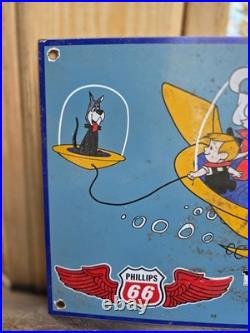Vintage 1963 Dated Phillips Jetsons 12.5 Porcelain Sign Car Gas Oil Truck Vintage 1963 Dated Phillips Jetsons 12.5 Porcelain Sign Car Gas Oil Truck