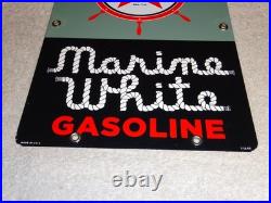 Vintage 1963 Texaco Marine White Gasoline 12 X8 Porcelain Metal Small Oil Sign