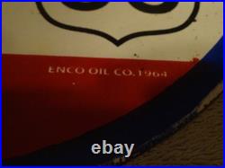 Vintage 1964 Happy Motoring Esso Tiger In Your Gas Tank Route 66 Porcelain Sign