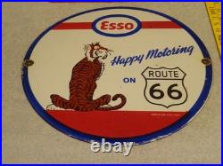 Vintage 1964 Happy Motoring Esso Tiger In Your Gas Tank Route 66 Porcelain Sign