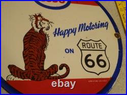 Vintage 1964 Happy Motoring Esso Tiger In Your Gas Tank Route 66 Porcelain Sign
