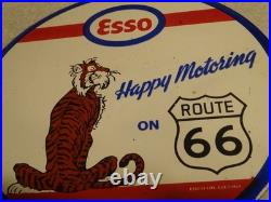Vintage 1964 Happy Motoring Esso Tiger In Your Gas Tank Route 66 Porcelain Sign