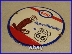 Vintage 1964 Happy Motoring Esso Tiger In Your Gas Tank Route 66 Porcelain Sign