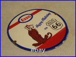 Vintage 1964 Happy Motoring Esso Tiger In Your Gas Tank Route 66 Porcelain Sign